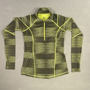Woman's Small‎ Reebok Workout Wicking Shirt Top Gym Athletic Yoga 1/2 Zip Yellow